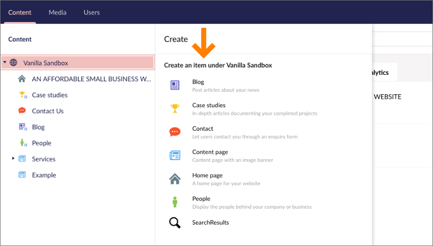 Adding a new page to your website | Vanilla guides